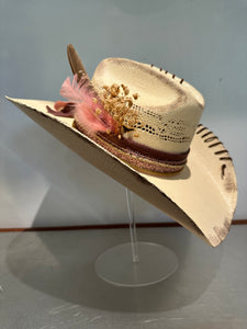 Custom Western Cowboy Cattleman Hat – Straw – Small (6 3/4 - 6 7/8) – “Sweetheart of the Rodeo” | The Branded W & Co.